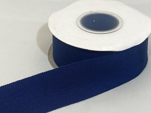 2 metres (Cut from Reel) of 38mm Navy Blue Petersham Traditioanl Rayon Ribbed Ribbon Double Sided Milliners 38 mm 3.8cm 1.5 1.5 Inch
