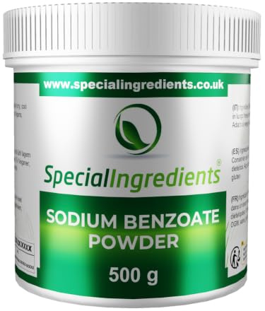 Special Ingredients Benzoate de Sodium, Conservateur, 500 g | Conservateur E211 pour Aliments et Boissons, Inhibe Bactéries et Moisissures, Goût Neutre, Végan et Sans Gluten