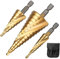 Lohill HSS Stufenbohrer, 3-tlg Stufenbohrer Set, Schälbohrersatz, Exact Spiralnut Kegelbohrer, 4 mm bis 12/20/32mm Titanbeschichtet Profi Metallbohrer Bohrer Satz für Metall, Holz, Kunststoff