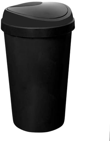 SPECTRAPLAST® 50L Kitchen Bin - Black Plastic Touch-Top Waste Recycling Bin with Removable Lid, Large Capacity for Home, Office, Under Counter Waste Disposal, Fingerprint Resistant, Easy Touch-Top