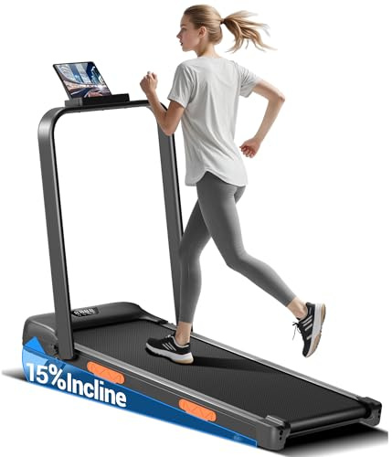 UMAY Tapis de Course Pliable Inclinable, Tapis de Marche Pliable Inclinable 15% avec Moteur Silencieux Amélioré de 2.5HP, Charge Max 136KG, pour la Maison