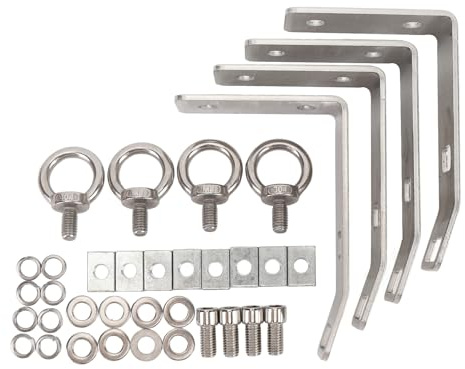 SparkFeng 4pcs Load Stops for T Slot Cross Bars, Roof Rack Load Stop Brackets, 304 Stainless Steel Cargo Securing Blocks with Hooks for Ladder Firewood Skis Kayak