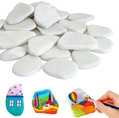 Kontazmi 20 Piedras Planas para Pintar de 5 a 8 cm, Piedras pintadas para Pintar en la Playa, guijarros de Grava, Piedras Decorativas, para Pintar en la Playa, guijarros de jardín, para decoración de