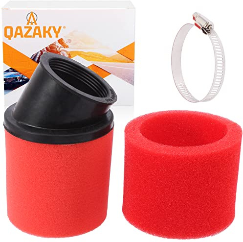 QAZAKY 38 mm 39 mm 40 mm 1,5 tum röd vinklad dubbel skum pod prestanda luftfilter kompatibel med 50 cc 90 cc 110 cc 125 cc 150 cc GY6 motorcykel ATV Scooter Quad Go Kart Moped Pit Dirt Bike Kawasaki