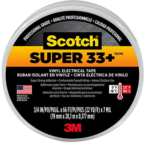 SCOTCH Super 33+ Vinyl Electrical Tape, 3/4 in x 66 ft (19 mm x 20,1 m)