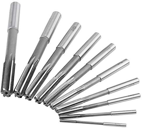 GOTOTOP Maschinenreibahle, 3/4/5/6/7/8/9/10/11/12 mm Schnellarbeitsstahl HSS Maschinenreibahle H7 Gerade Flöte Fräser Set, 10 stücke