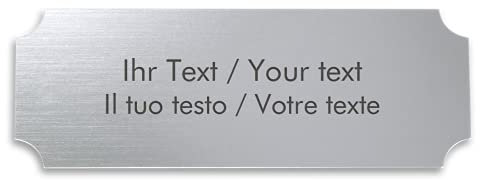 Placa para puerta personalizada en aspecto de acero inoxidable con grabado – Placa acrílica plateada metalizada, 100 x 36 mm, rectangular – Placa de timbre