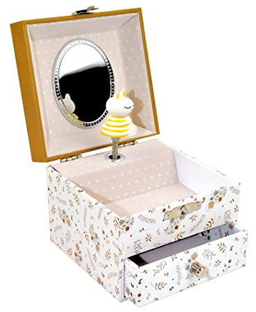 TROUSSELIER - Boite a Musique - Ecureuil dans la Prairie - Lutin Petit Pois. - Boîte à Bijoux Musicale - Cadeau Enfant - Beau Danube de Strauss