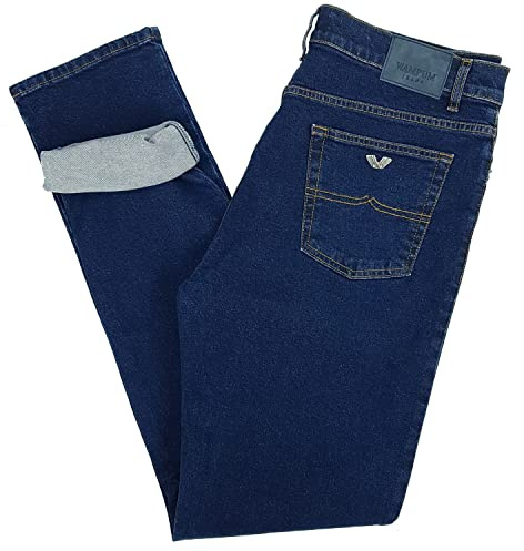 Wampum Jean pour homme Regular Fit Taille Haute 5 Poches 54 56 58 60, Denim, 52