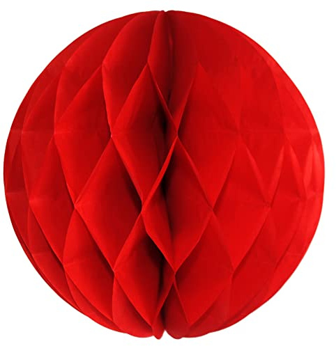 Pack of 5 Paper Honeycomb Balls [Red, 10cm / 4]