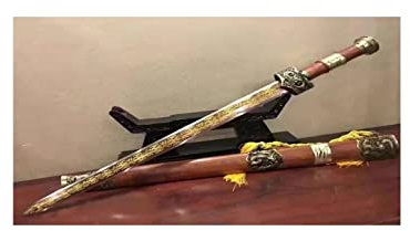 Homeaifen Longquan Chinesisches Schwert Katana Stand Han Stahl Schwert Taiji Full Tang Kung Fu Schwert UK-X-S5194