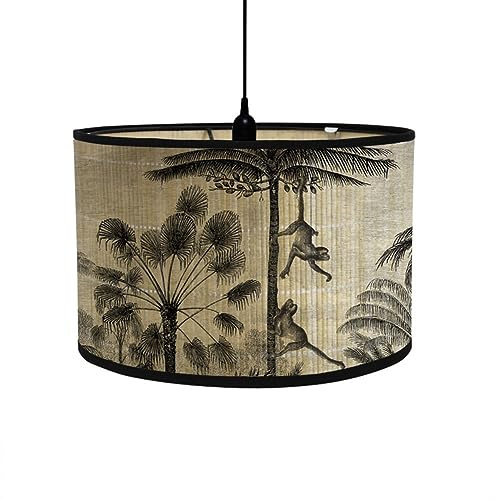 FANSU Round Drum Light Shade for Table Lamp, Modern Pattern Pendant Lampshades Easy Fit for Living Rooms, Bedroom, Hallways, Reading Room (Thin Leaves,30x20cm)