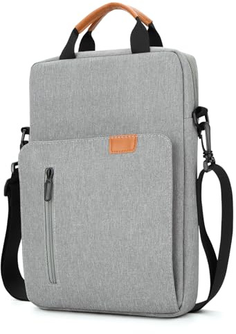 jooeer Funda Portatil 13 Pulgadas Bolsa Ordenador con Bandolera Compatible con 13 MacBook Air Pro M3 M2 M1, Surface Pro, Protector PC de Poliéster Impermeable con Bolsillo, Gris