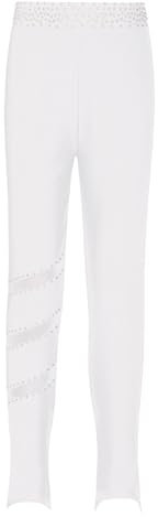 HULIJA Kinder Mädchen Eiskunstlauf Leggings Lang Trainingshose mit Strass Strumpfhose Tanzhose Eiskunstlauf Gymnastik Wettkampf Weiß 122-128