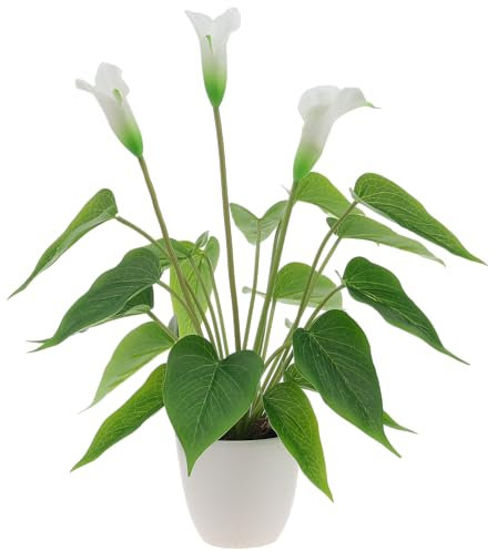 Quancru 44cm Calla-Lilie Künstliche Blume Gefälschte Grüne Pflanze Dekoration Realistische DIY Simuliert Bonsai Haushalt Büro Hochzeit Party