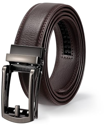 WERFORU Herrbälte läder automatiskt herrbälte utan borrning kostym fritid bälte 33 mm bred, Elektriskt kaffe, 145cm/für Taillenumfang 105-130cm