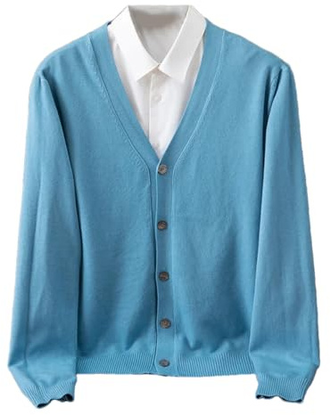 Cappotto invernale da uomo in lana merino cashmere con scollo a V cardigan casual tinta unita imbottito in maglia calda cappotto