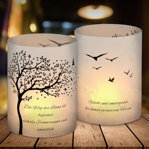 Lot de 12 photophores - Décoration de table - Décoration funéraire - Personnalisable - Cadeau de deuil - Aimé et inoubliable - Pour toujours dans nos cœurs - Bougie funéraire - Cadeau de condoléances