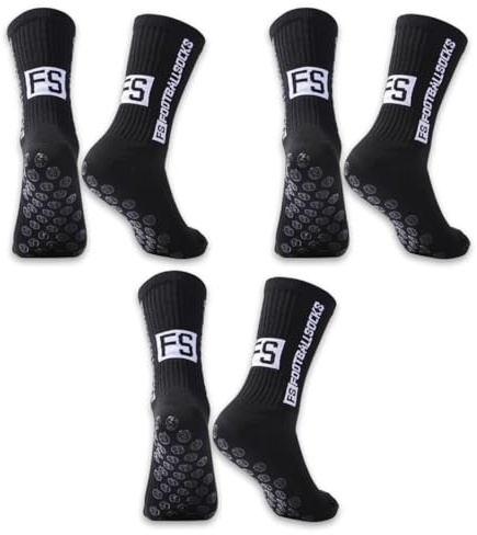 WUMZIRA 3 Paia Calzini Antiscivolo Calcio Uomo Calze Sportive Traspiranti, EU 39-46 Calze Grip Calcio Addensare Calzini per Calcio Pallacanestro Tennis Yoga Trekking, Nero