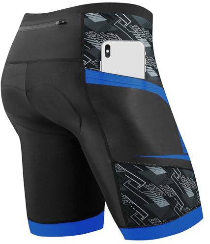 Cycorld Radlerhose Herren mit Sitzpolster 4D, Radhose Herren Fahrradhose Atmungsaktiv Elastische und Schnelltrocknend Bike Hose (Dunkelblau, L)