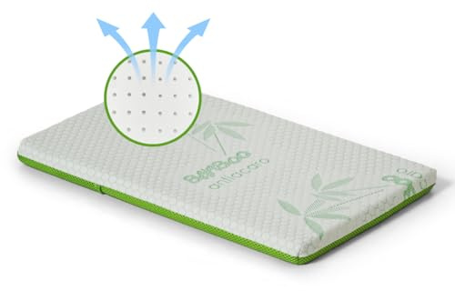 EPSELIA Cuscino Lettino per Bambini in BAMBU' BIO Antisoffoco Ergonomico, Traspirante tessuto Air 3D cm 32x52 H4, Sfoderabile, Struttura in Poliuretano con Fori CertiPUR™ OEKO-TEX®