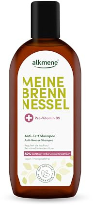 alkmene Shampoo gegen fettige Haare mit Brennnessel 250 ml - Veganes Shampoo fettige Kopfhaut vermindert schnelles Nachfetten - fettiger Ansatz