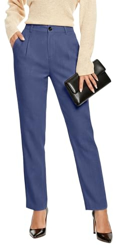 smawell Women Dress Pants for Work High Waisted Trousers Pants for Women Slacks Business Casual Navy Blue M