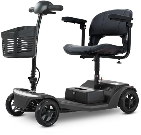 Discover Mobility Pilot 2026 Design Portable Mobility Scooter, 4mph, 136kg Weight Capacity, LED Headlight, Removable Battery (Black)