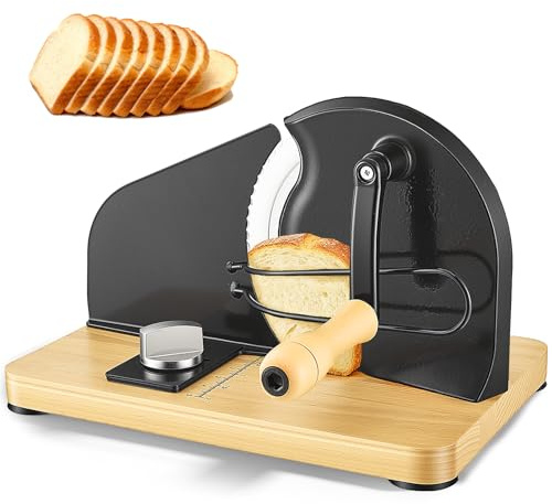 Affettatrice manuale per pane, acciaio inossidabile 304, con scala e spessore, ventosa, fetta regolabile, affettatrice universale per formaggio, pane e verdure, nero