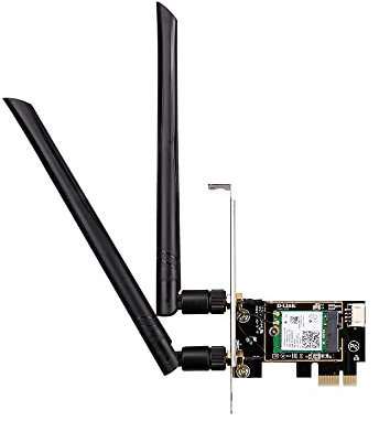 D-Link DWA-X582 Carte PCIe WiFi 6 AX3000 avec Bluetooth 5.0, MU-MIMO, bibande, antennes détachables à Gain élevé, WPA3, avec Support de Profil Bas, Compatible avec Windows