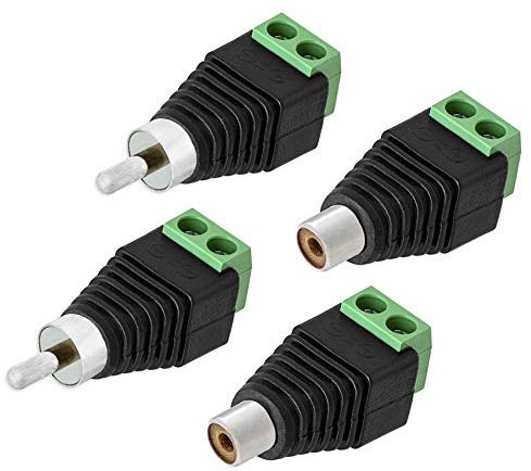 E.T 2X Cinch Buchse + 2X Cinch Stecker RCA > Terminal Block 2 Pin Adapter Schraub Klemmen