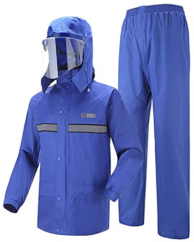 SJASD Motorrad Regenkombi Herren und Damen,Regen Jacke und Hose Anzug Kombi,motorradregenkombi,Herren/Damen Wasserdicht Set Hose unterteile Set Anzug Arbeit Camping ​Angeln,Blau,XXL