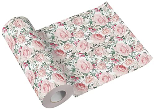 PAW – Bordslöpare av Airlaid (40 cm x 24 m) I bordsdekoration för nattvard, konfirmation, bröllop, födelsedag, trädgårdsfest, dop I bordsband – blommor, rosor I färg: gorgeous rosor