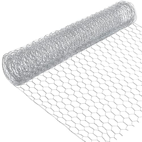 Flonatur Malla gallinero 1x25m hueco 50mm hexagonal de zinc galvanizada triple torsión metálica, (1x25m-Hueco 50mm, Plateado)