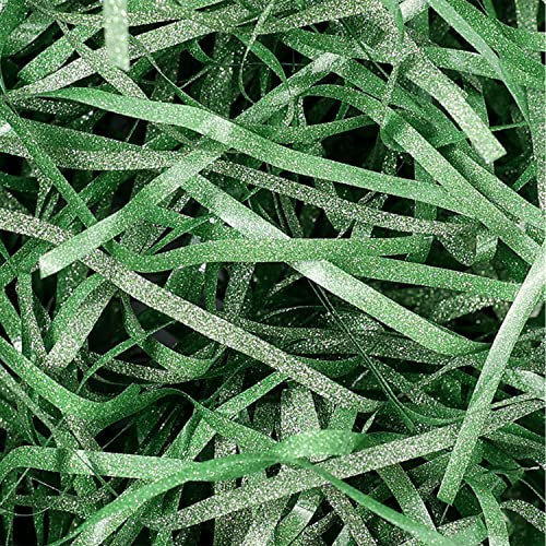 Verpackungsmaterial Füllmaterial Geschenkbox, 100G Glänzend Geschreddertes Papier Paket Weihnachten Geschenkkorb Füllpapier, DIY Papierschnipsel Ostergras Karton Geschenkfüll Material Raffia (Grün)