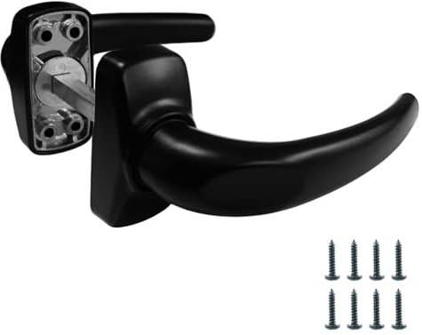 Sivenci - Set di maniglie per porte con rosetta | Scudo retrattile | Alluminio | Quadrato da 8 mm | laccato nero