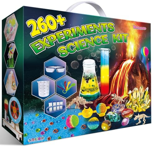 YOPINSAND 260 Experiments Science Kits for Kids, STEM Kit Magic Chemistry Physics Set, Boys Girls Toys Gifts Ideas Birthday Christmas, Volcano Gemstone Dig Earth Science Projects