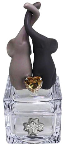 DLM35317 Portagioie in Vetro e Coppia Elefanti Elefantini Cuore Innamorati in Porcellana con Quadrifoglio e Albero della Vita Nozze Matrimonio bomboniera