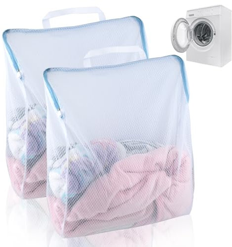 Lot de 2 Filets à Linge pour Machine à Laver avec Poignées et Fermeture Éclair - Sac Réutilisable 60 x 90 cm pour Sous-vêtements