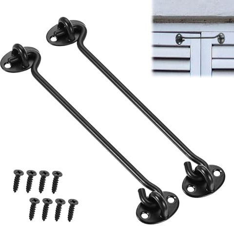 2 Stück Sturmhaken mit öSe, Sturmhaken Edelstahl, Riegel Tür, Riegel Türschloss, Riegel Tür Edelstahl, Sturmhaken, Haken Schloss Edelstahl, Kabinenhaken für die Balkon Tür Riegel(20cm/8 Zoll)