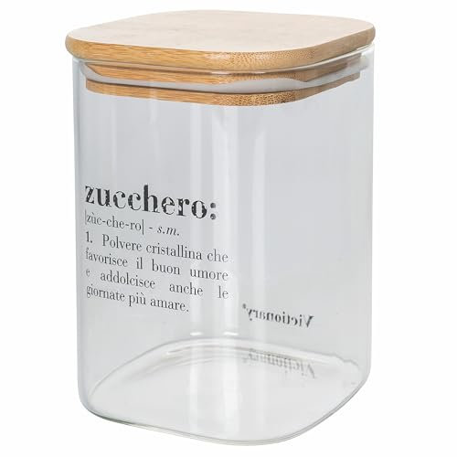Villa d'Este Home Tivoli Victionary - Tarro de cristal para azúcar (1 L, tapa de bambú)