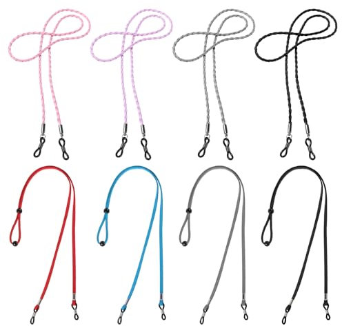 8 Stück Brillenband Leder Brillenkette Für Damen Herren Mehrfarbige Brillenhalter Lanyards Brillenbänder Brillenkordel Geflochtene Zubehörkette Verstellbare Brillenhalterungen Für Sonnenbrillen Modern