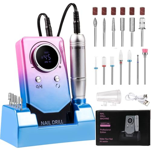 Weinsamkeit Ponceuse pour Ongles Professionnel, Electrique Portable Rechargeable Lime à Ongle, pour Enlever et Polir le Gel Acrylique Ongles, Perceuse à Ongles avec Kit de Salon (03)