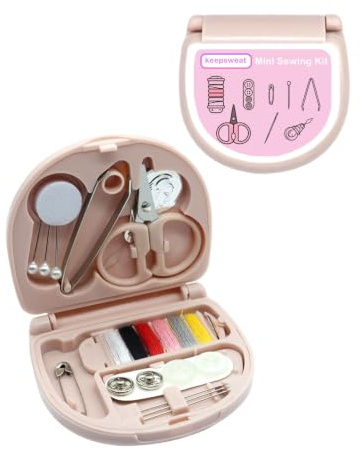 Mini Sewing Kit,Small Travel Size Emergency Pocket Sewing Kit with Buttons,Threads,Scissors,Needles Portable DIY Supplies Needle and Thread Set for Beginner Little Plastic Box