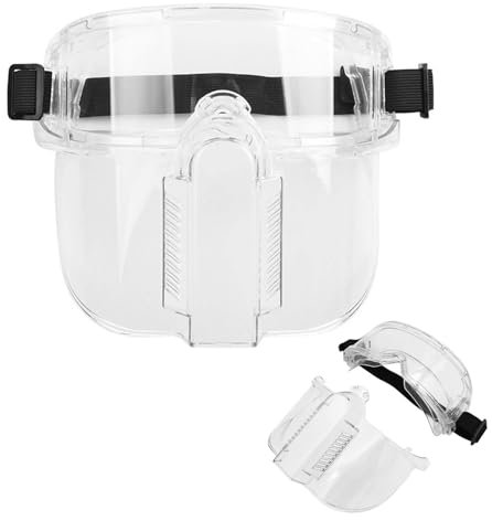 Kadryxon Masque de protection intégral pour porteurs de lunettes - Masque de protection transparent - Lunettes de protection pour le visage - Lunettes de protection HD durables - Visière réglable