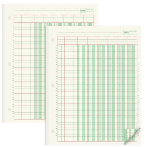 gisgfim 2 blocs de 100 hojas, bloc de análisis columnar de 3 agujeros, libro de contabilidad de 8-1/2 x 11 pulgadas, bloc de papel de contabilidad de doble página, bloc columnar para contabilidad y