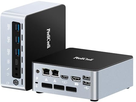 PeeliCeeli Mini PC, Core Ultra 5 125U Processor, Win11 Pro Micro Desktop Computer, AI Boost NPU, 2x Gigabit LAN, DP/HD/Type-C 4K Display, WiFi6, BT5.2, Barebone NO RAM NO Storage
