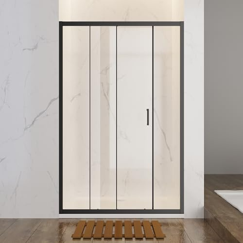 SONNI Duschkabine Duschschiebetür Matt-Schwarz, Verschiedene Größen 100/110/120 cm, ESG Klarglas Dusche Nischentür Einzelschiebetür, Glasschiebetür 100x185 cm
