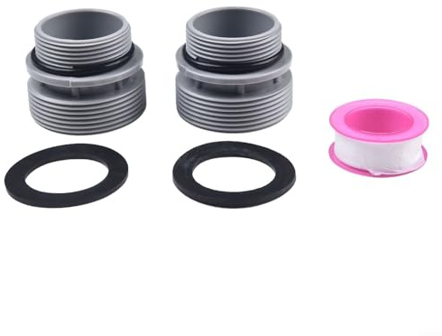 40mm to 1 1/2 Inch Above Ground Pool Filter Hose Conversion Kit Includes Two Adapters O Rings and Roll of Tape Compatible with Standard Pool Ports (2 PACK)