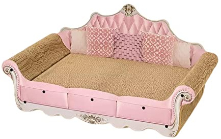 Fzaqwen Cat Scratching Bed con Parole Chiave Come Lettino Graffiante per Animali Tappetino Corrugato Tavola Protettrice Mobilio Sofa Interattivo, Rosa